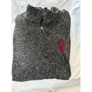 AKWA Classic Indiana University IU Quarter Zip Sweater Mens XL Gray Marled Knit